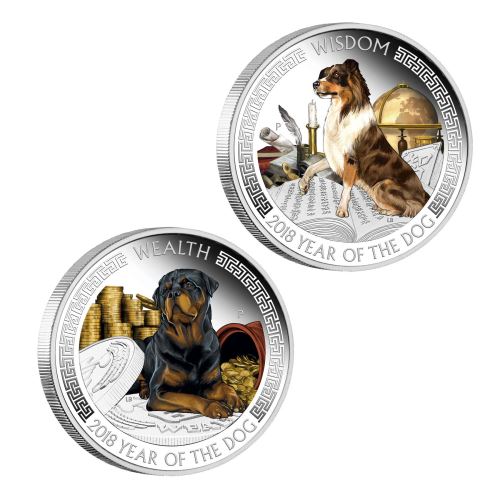 2018 Lunar Good Fortune Dog 2x 1oz Silver Proof Set