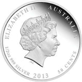 2013 50c Birds of Australia Budgerigar 1/2oz Silver Coloured Proof Coin