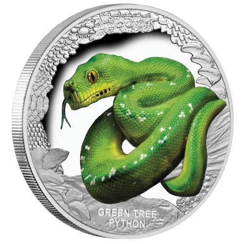 2018 Australian Remarkable Reptiles – Green Tree Python 1oz Silver Proof Coin