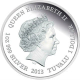 2013 $1 Australia's Remarkable Reptile Frilled Neck Lizard 1oz Silver Coloured Proof Coin