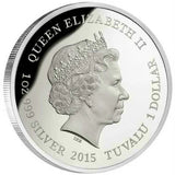 2015 $1 Australia's Remarkable Reptile Blue Tongue Lizard 1oz Silver Coloured Proof Coin