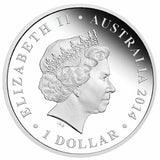 2014 $1 Megafauna Megalania 1oz Silver Coloured Proof Coin