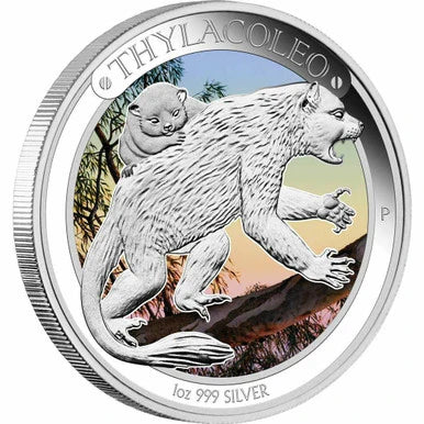 2014 $1 Megafauna Thylacoleo 1oz Silver Coloured Proof Coin