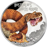 2016 $1 Deadly and Dangerous Death Adder 1oz Silver Coloured Proof Coin