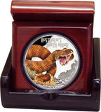 2016 $1 Deadly and Dangerous Death Adder 1oz Silver Coloured Proof Coin