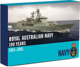 2011 $1 Royal Australian Navy 100 Years 1oz Silver Proof Coin with Replica Badge Set