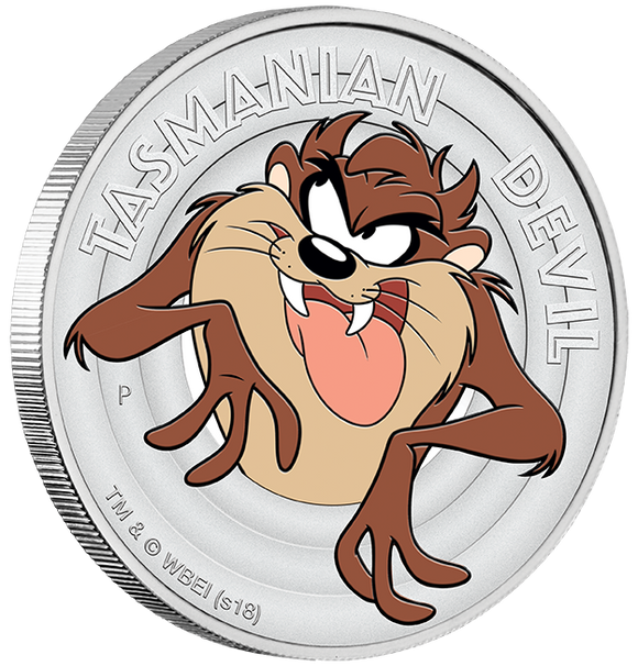 2018 Looney Tunes 1/2oz Tasmania Devil Silver Proof Coin