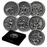 2016 The Norse Gods 9-Coin 2oz Antiqued Silver Set in Box