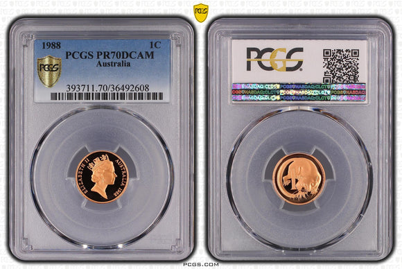 1988 Australian 1c Proof Coin PR70DCAM