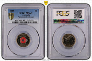 2018 $2 Armistice Centenary MS65