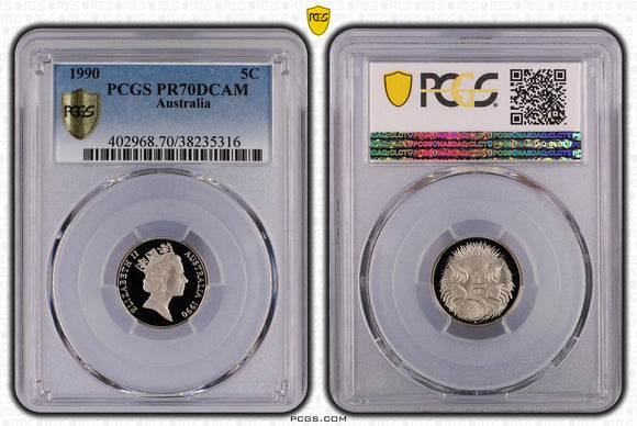 1990 Proof 5c Australia PR70DCAM PCGS