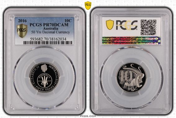 2016 Australian 10c 50 years of Decimal Currency Proof Coin PR70DCAM