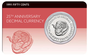 Decimal Currency 25th Anniversary 1991 50c Ram's Head Cu-Ni Coin Pack