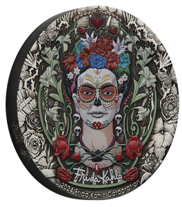 Frida Kahlo 2024 2oz Silver Antiqued Coloured Coin