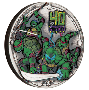 Teenage Mutant Ninja Turtles 40th Anniversary 2024 2oz Silver Antiqued High Relief Coloured Coin