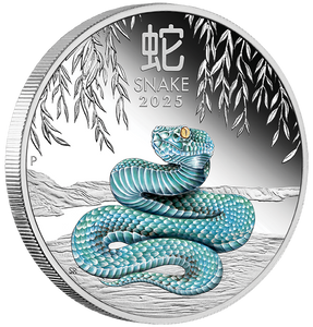 Australian Lunar Series III 2025 Year of the Snake 1oz Silver Proof Coloured Coin