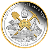 2026 175th Anniversary of Australia First Gold Rush 1oz Silver Proof Gilded Coin