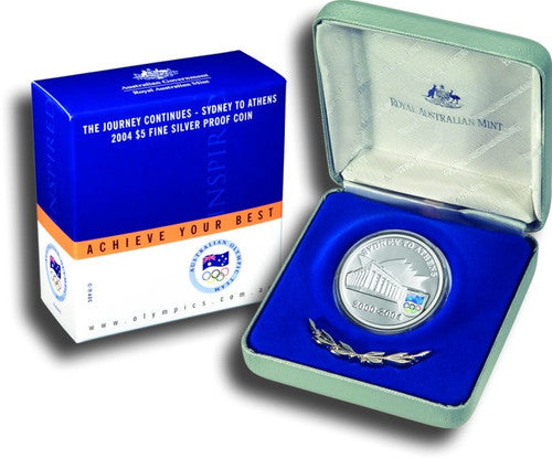 2004 $5 Sydney To Athens 1oz Silver Proof Coin