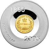 2005 $1 1855 Sydney Half Sovereign Selectively Gold Plated Silver Proof Coin