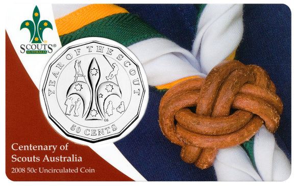 2008 50c Centenary of Scouts Australia Uncirculated Coin