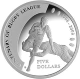 2008 $5 Centenary of Rugby League Silver Proof Coin