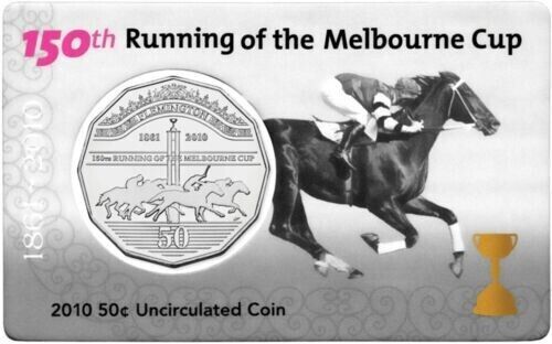 2010 50c 150th Running of The Melbourne Cup Carded Coin