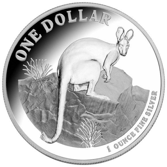 2010 $1 Kangaroo Yellow Footed Rock Wallaby 1oz Silver Proof Coin