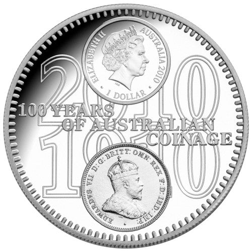 2010 $1 100 Years of Australian Coinage 1oz Silver Proof Coin