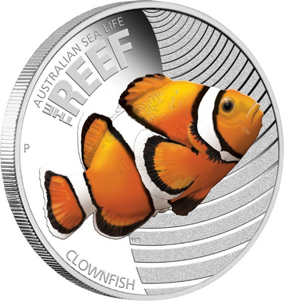 2010 50c Australian Sea Life The Reef Clownfish 1/2oz Silver Coloured Proof Coin