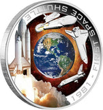 2010 $1 Orbit and Beyond First Space Shuttle 1oz Silver Coloured Proof Coin