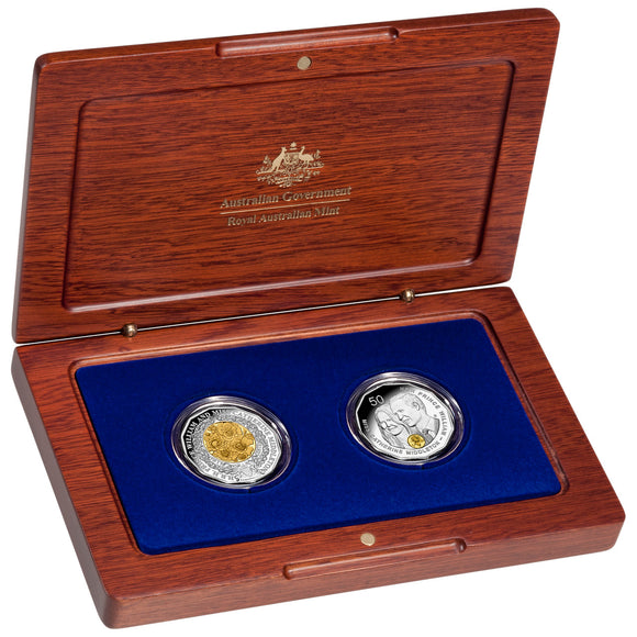 2011 50c Royal Wedding Selectively Gold Plated Silver Proof 2 Coin Set