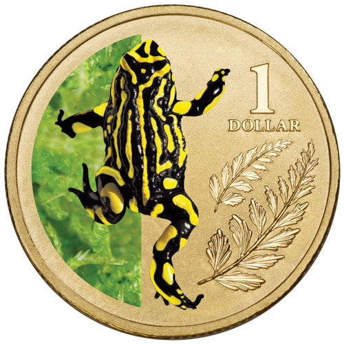 Coin First Frog 2012 $1 Animals of The Zoo Southern Corroboree Frog Coloured Uncircula ...