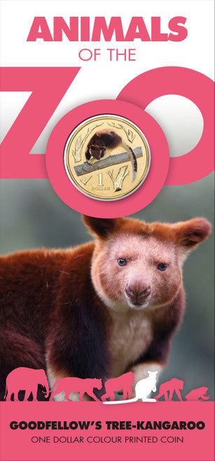 2012 $1 Animals of The Zoo Goodfellow's Tree Kangaroo Coloured Uncirculated Coin