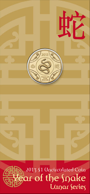 2013 $1 Year of The Snake Uncirculated Coin