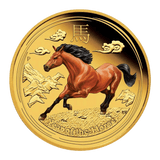 2014 1/4oz Lunar Series II - Year of the Horse Gold Proof Coloured Coin in Capsule