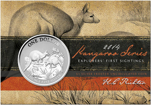 2014 $1 Kangaroo Explorer's First Sightings 1oz Silver Uncirculated Coin