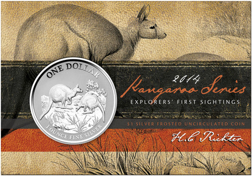 2014 $1 Kangaroo Explorer's First Sightings 1oz Silver Uncirculated Coin