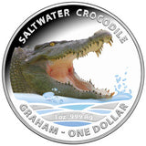 2014 $1 Australian Saltwater Crocodiles Graham 1oz Silver Coloured Proof Coin