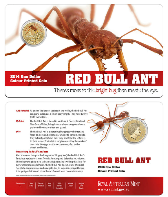 2014 $1 Bright Bug Red Bull Ant Uncirculated Coin