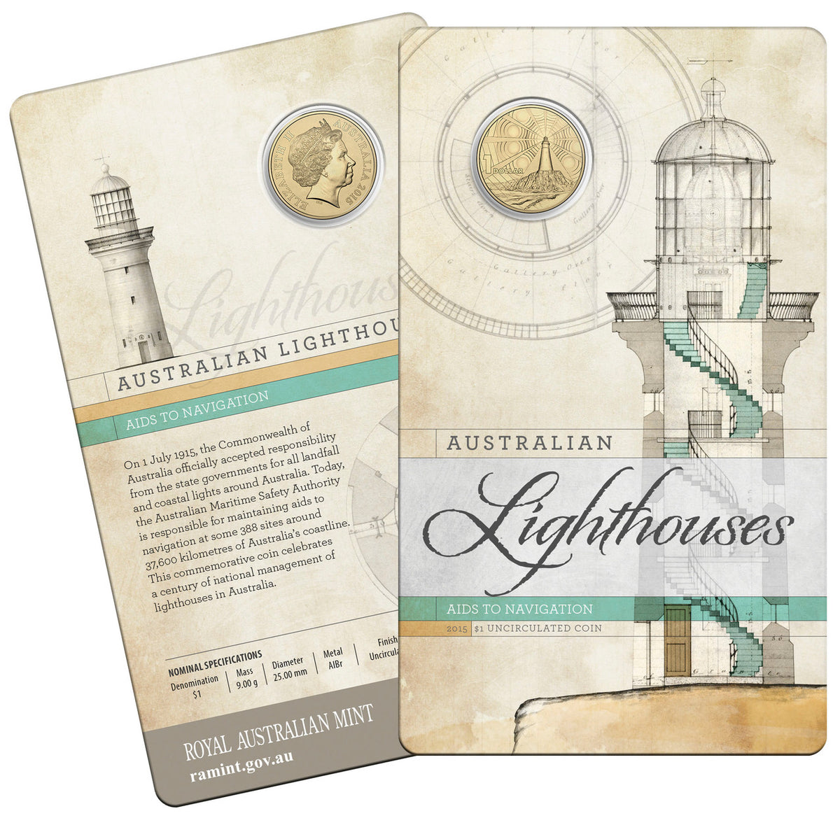 2015 $1 Australian Lighthouses Aids To Navigation Uncirculated Coin ...