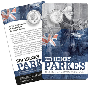 2015 20c Sir Henry Parkes Uncirculated Coin