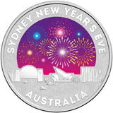 2015 $1 Sydney New Year's Eve 1/2oz Silver Coloured Frosted Uncirculated Coin