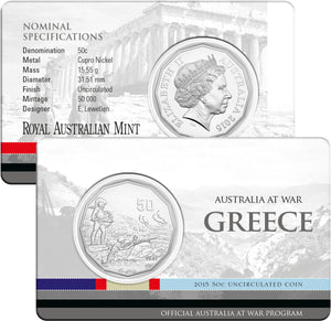 2015 50c Australia At War Greece Uncirculated Coin