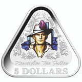 2016 $5 Remember The Fallen Silver Coloured Triangle Proof Coin