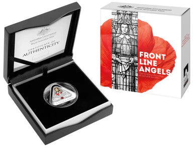 2017 $5 Front Line Angels 1oz Silver Coloured Proof Triangular Coin