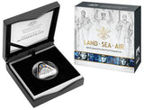 2018 $5 Land Sea Air Silver Coloured Proof Triangular Coin