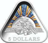 2018 $5 Land Sea Air Silver Coloured Proof Triangular Coin
