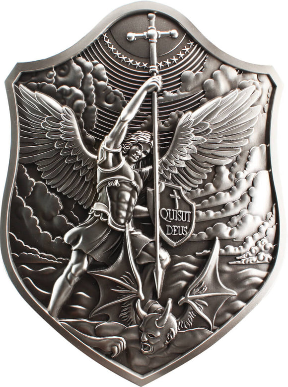 2023 Shield of St. Michael 2oz .999 Antique Silver Stacker