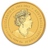 2024 Australia 1/10oz Gold Lunar Blue Dragon Colourised BU Coin