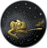 2025 Cameroon Herpeton Chameleon 1oz Silver Ruthenium Gilded Proof Coin